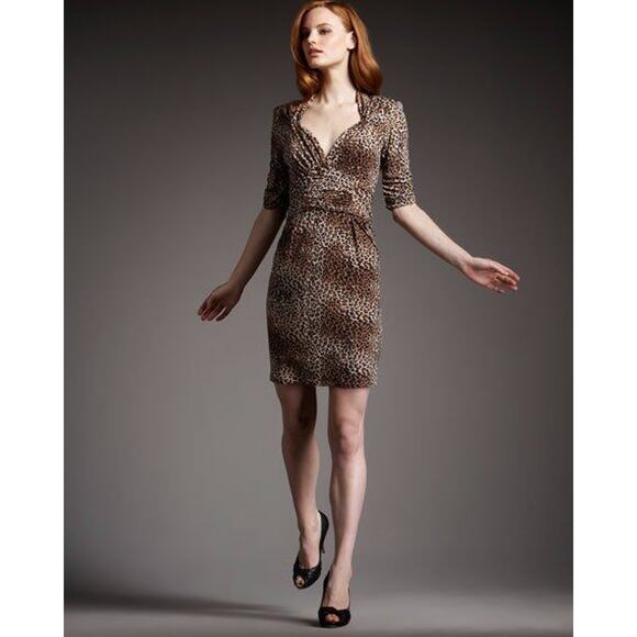 $332 Nanette Lepore Leopard Print On The Prowl Silk Jersey Dress 0 NEW - Picture 3 of 16